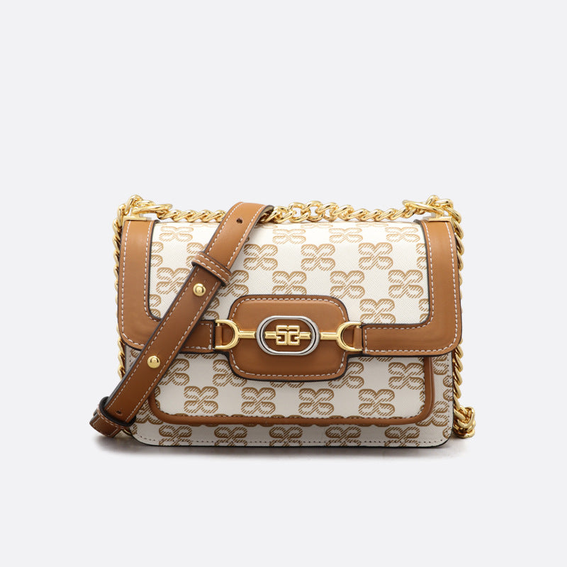 时尚经典老花小方包大容量质感印花单肩包通勤百搭复古链条斜挎包