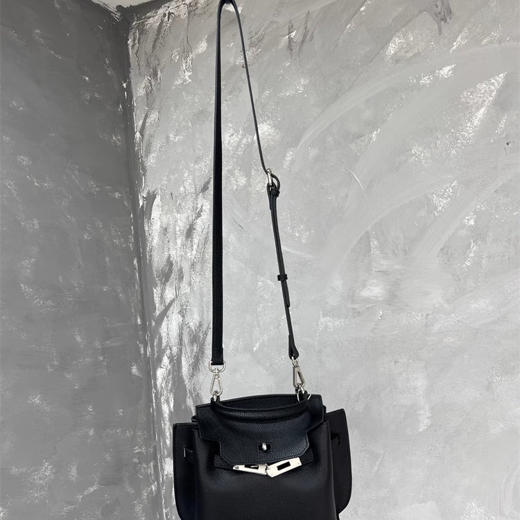 2025新款真皮凯莉包欧美时尚小众头层牛皮女包轻奢气质单肩斜挎包