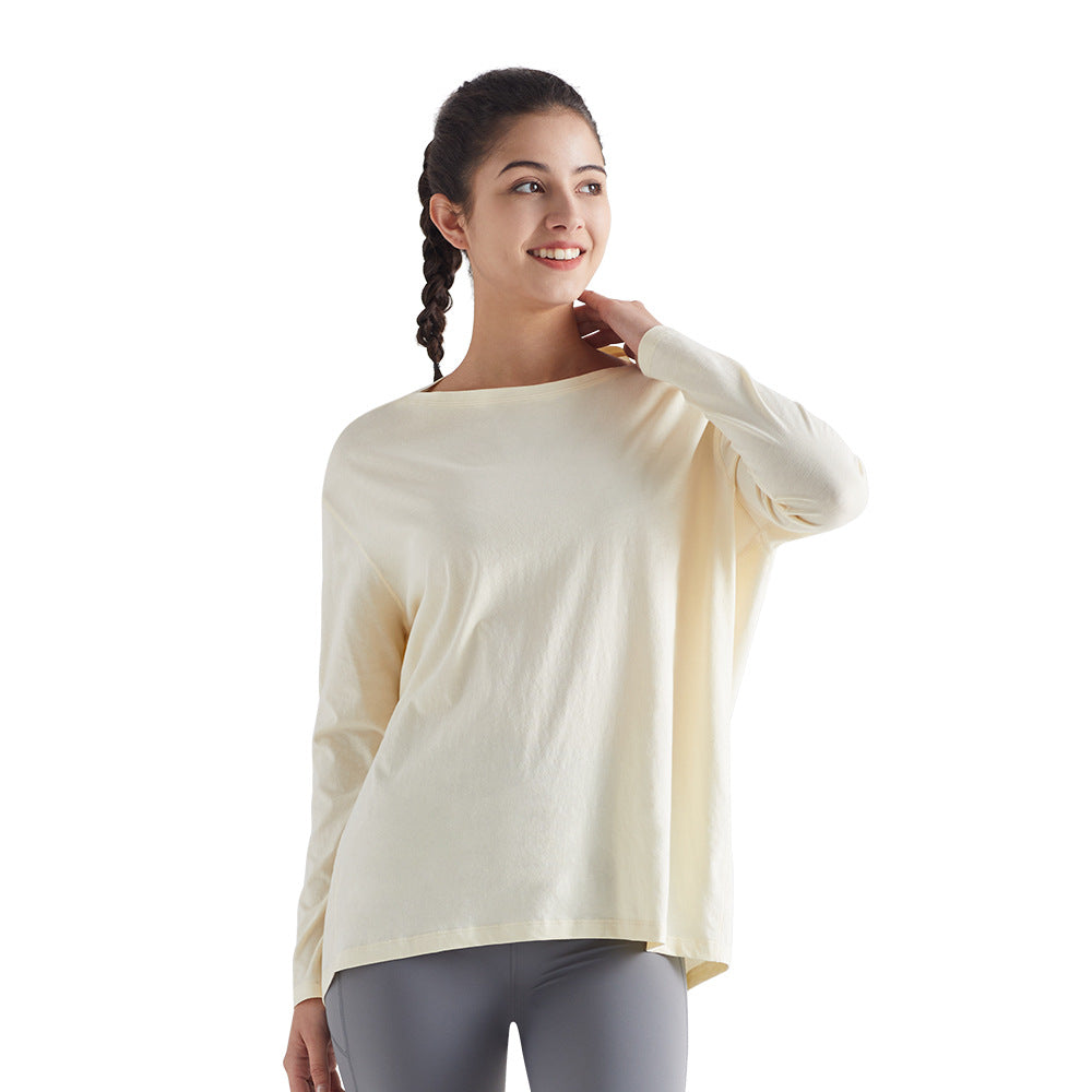 宽松运动上衣女透气速干健身短袖T恤防晒瑜伽服龟背长袖休闲罩衫