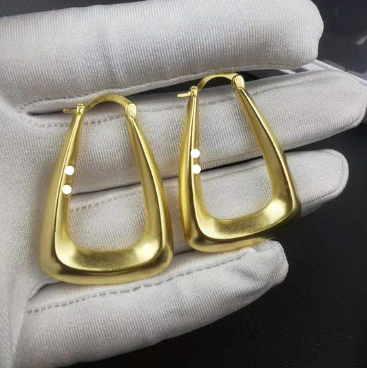 赛家新款几何耳圈重工耳坠简约时尚夸张金属感欧美耳饰U型耳环女