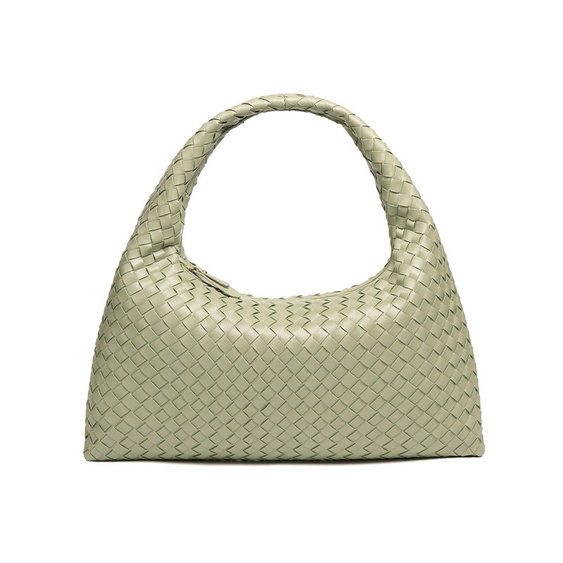 通勤百搭大容量复古手提女包质感休闲单肩腋下包时尚手工编织包包