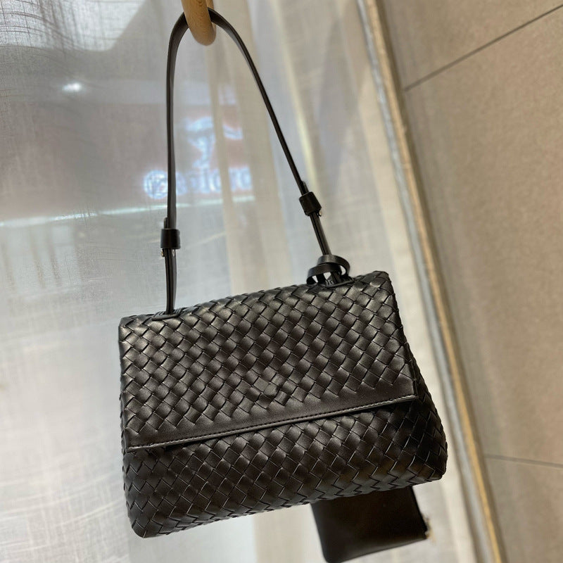 高级气质手工编织全真牛皮女包大容量单肩腋下包包外贸亚马逊批发