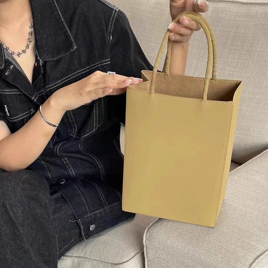 ins风托特包包女2023新款真皮手提包大容量牛皮纸袋包 工厂代发