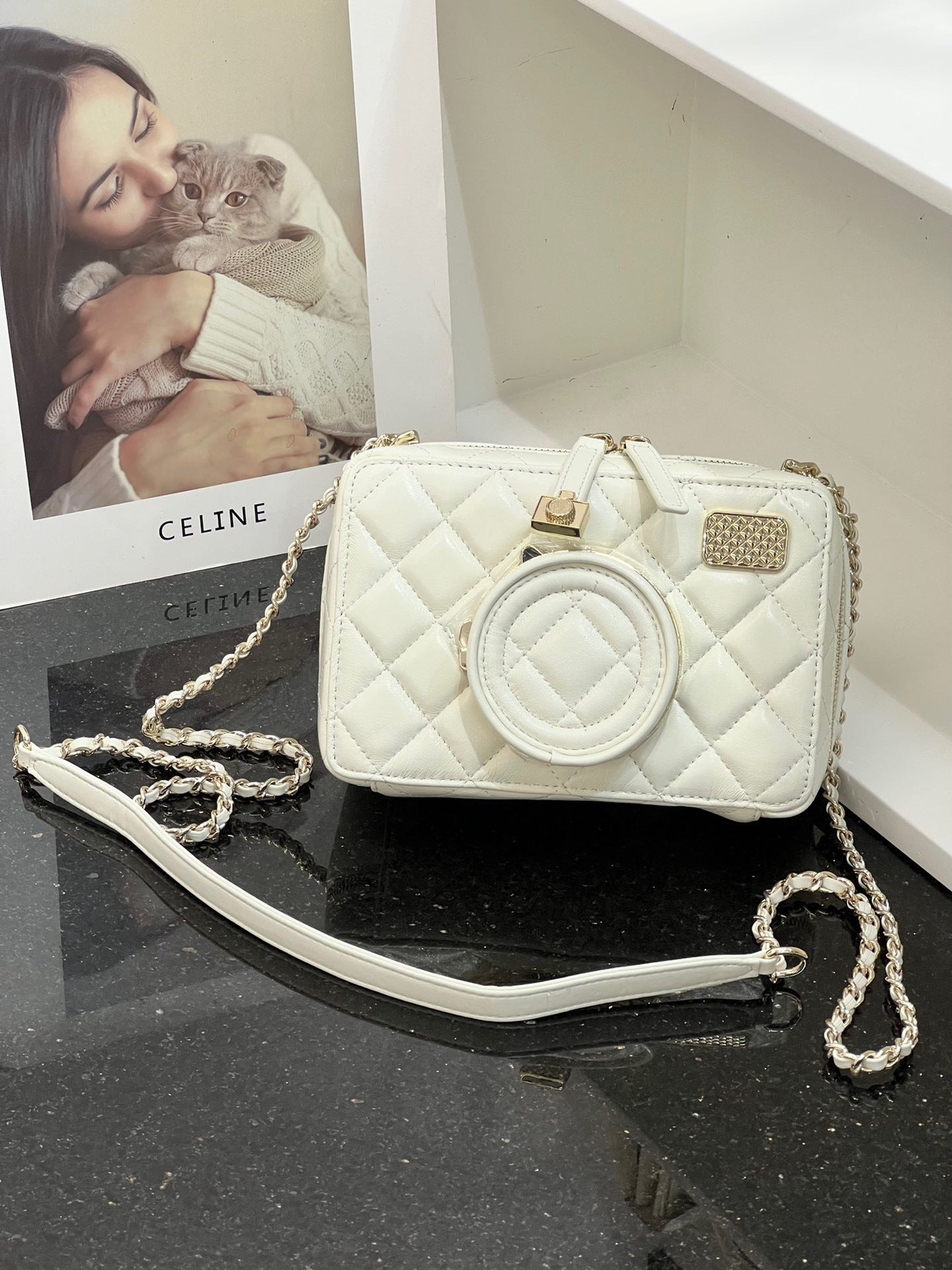 2024小香风包包进口小羊皮相机包斜挎包女小包包迷你手机包口红包