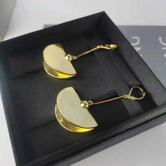 赛家新款celi折叠圆片垂吊耳环几何设计感半圈长款耳圈时髦大方