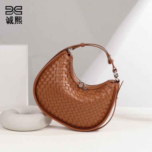 高级感单肩腋下包2025新款月牙包小众百搭双拉斜挎饺子包手拎女包