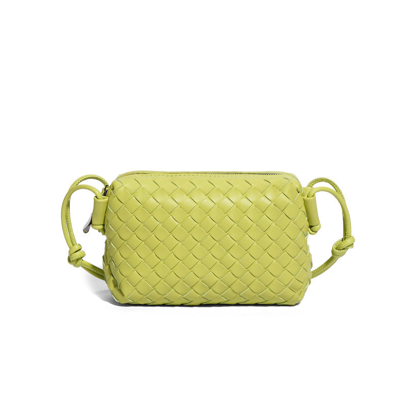 时尚跨境新品手工编织包包简约潮流单肩斜挎女包黑白棋盘格小方包