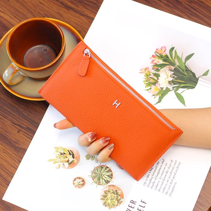 超薄真皮钱包女士2024新款高档头层牛皮手拿手机包卡包精致零钱包