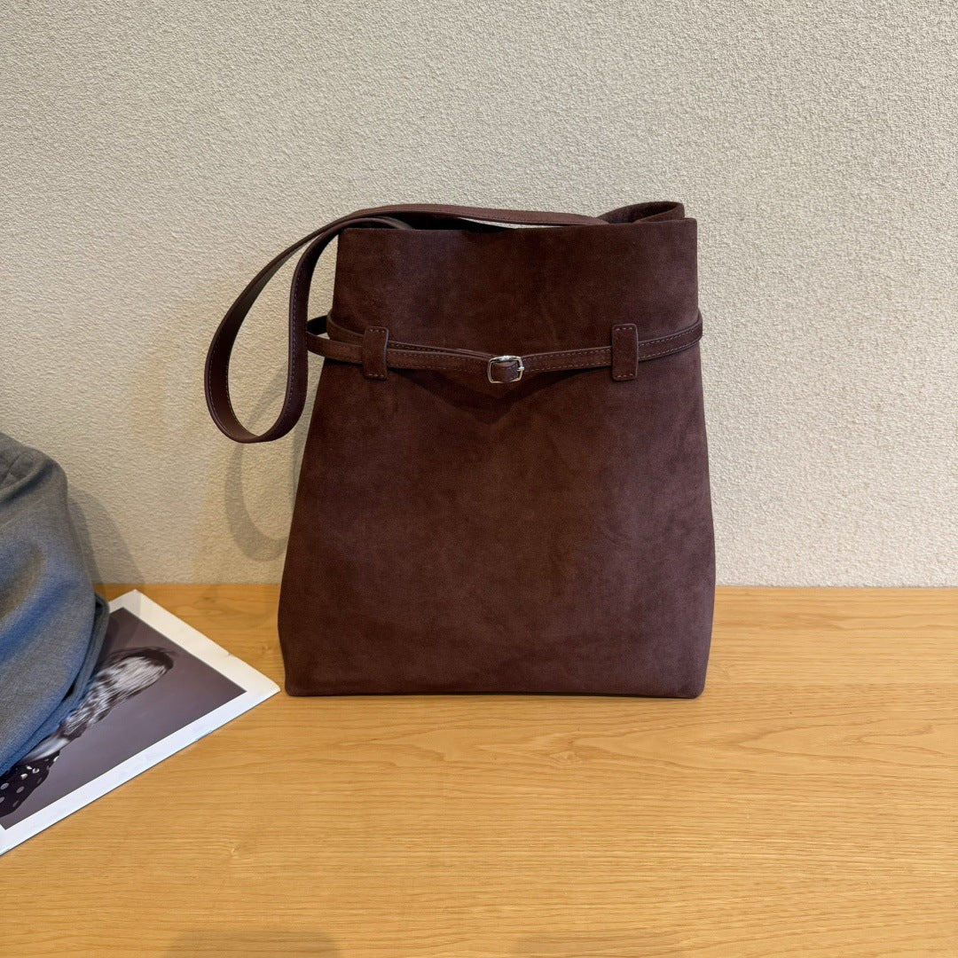 磨砂复古包包女大容量2024新款秋冬休闲单肩手提包上班通勤托特包