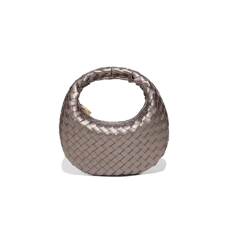 跨境简约时尚手拎饺子包简约手工编织女包工厂批发外贸单肩斜挎包