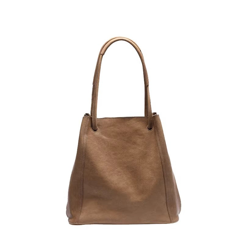 直播代发 真皮女包托特水桶单肩腋下大容量手提百搭通勤斜挎大包