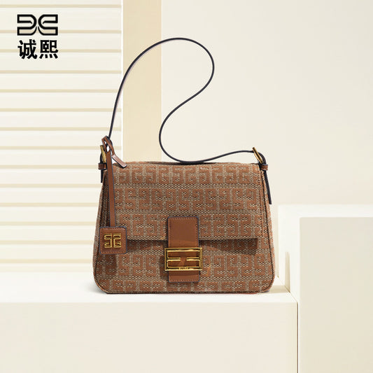 新款高定针织棉麻刺绣腋下包洋气复古时尚单肩包百搭潮流斜挎女包