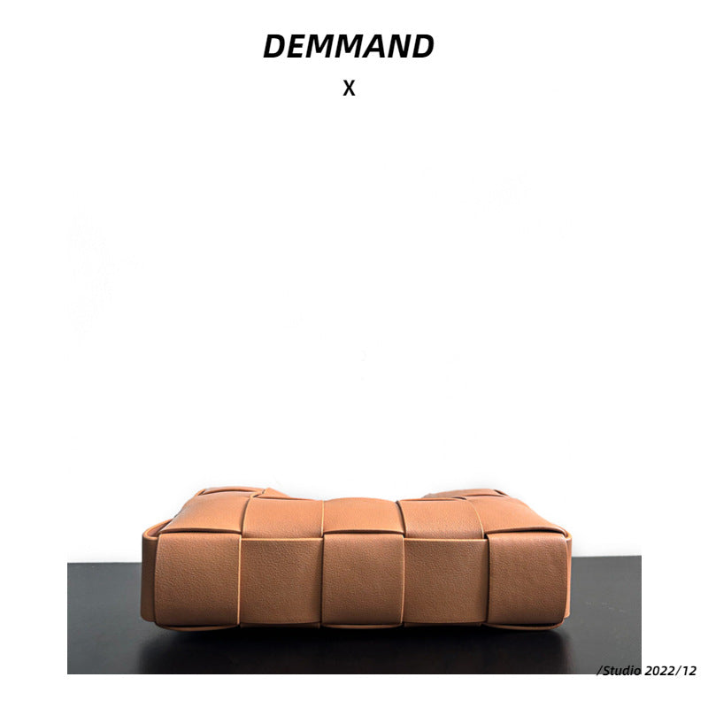 韩系时尚柔软格子腋下包编织方形状设计自制百搭小方包气质单肩包