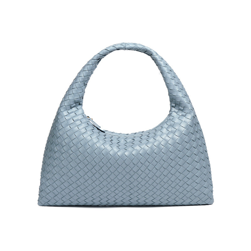 通勤百搭大容量复古手提女包质感休闲单肩腋下包时尚手工编织包包