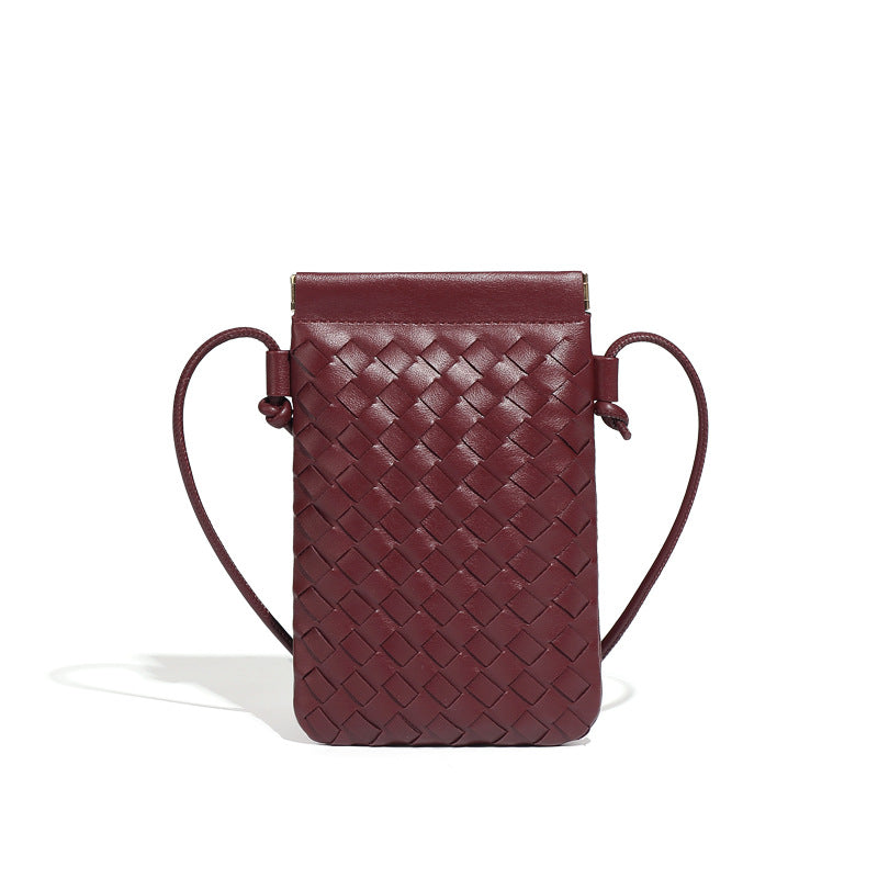 韩版竖款迷你零钱手机包小巧轻便单肩斜挎女包时尚休闲手工编织包