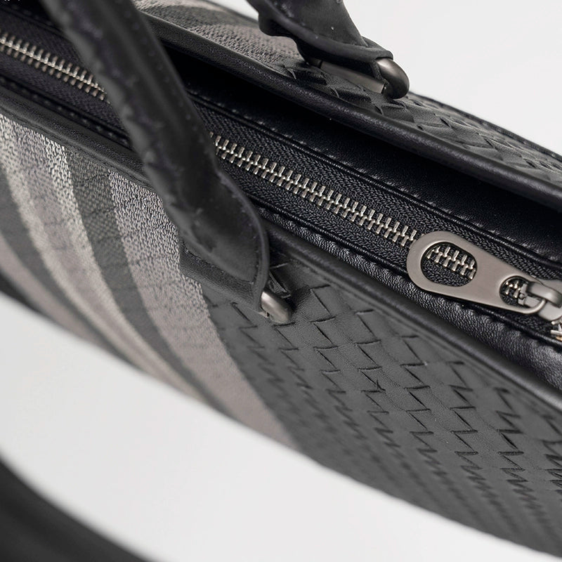 X&BV公文包男商务包男士手提包编织青年电脑潮男手拎包单肩斜挎包