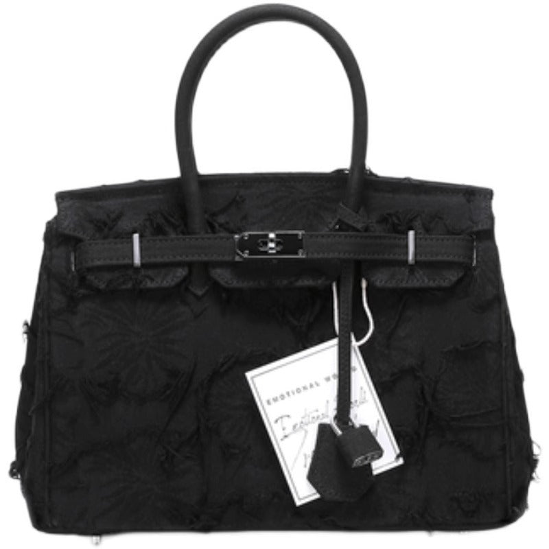 日韩潮包ins小众设计复古大容量链条串珠托特包牛仔布手提包包