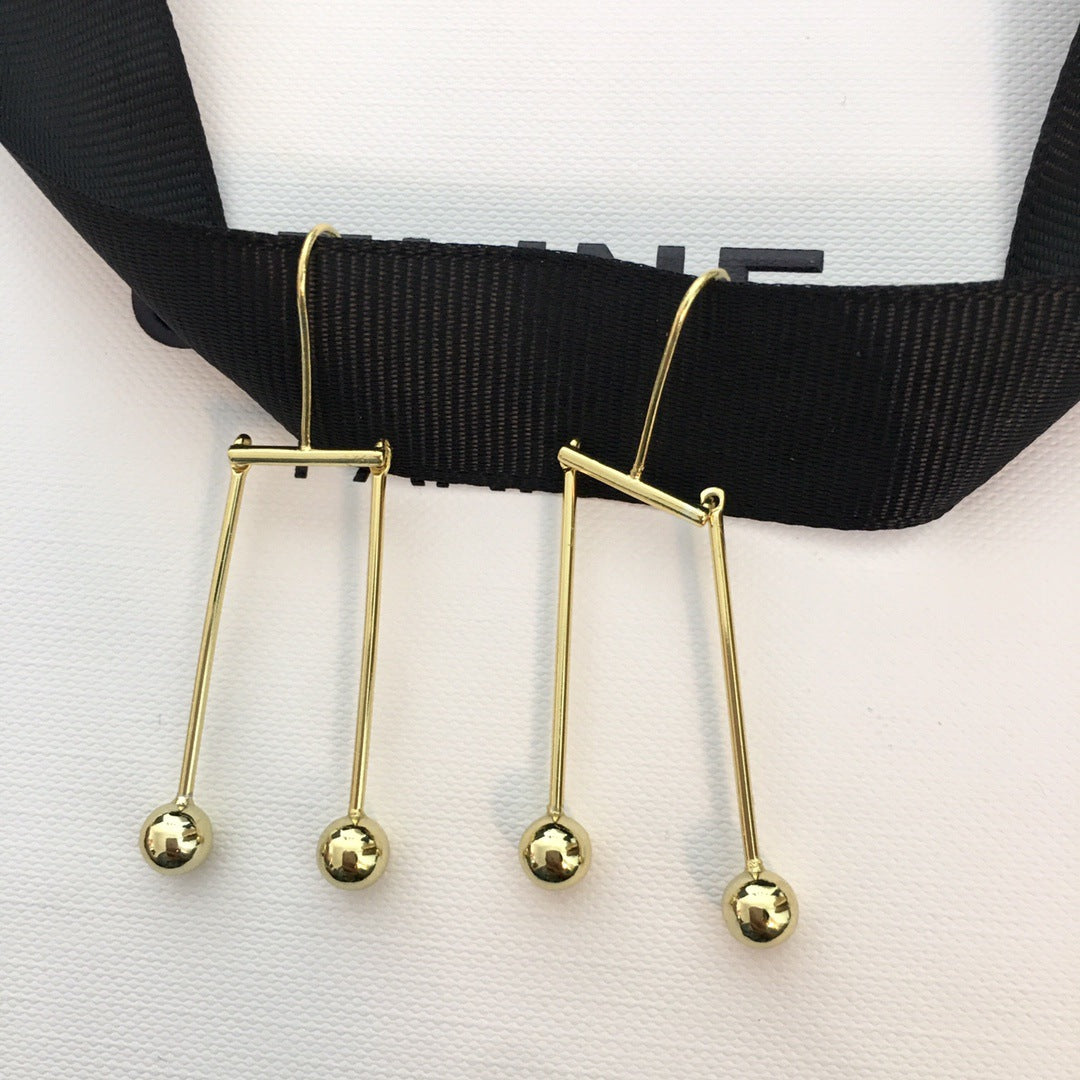 赛林23新款天平耳环女高级感气质冷淡风线条丁丁耳饰