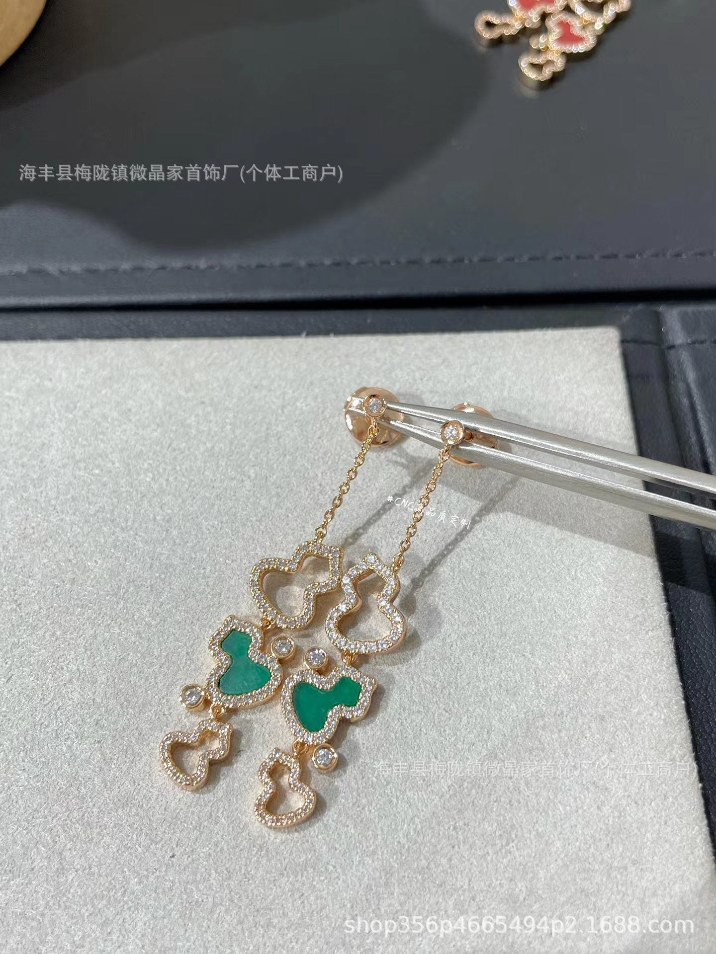 高版本CNC麒麟三葫芦项链天然绿翡翠红玉髓S925银镀18K厚金项链