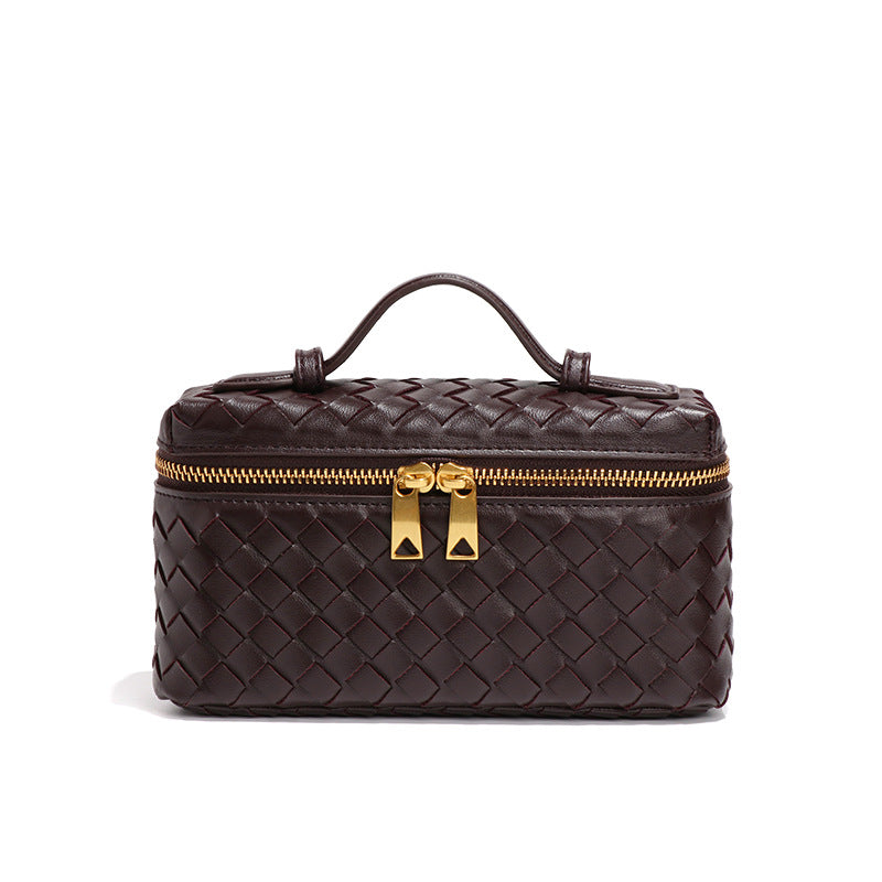 韩版盒子包斜挎编织百搭饭盒包双向拉链开合手提包潮流单肩小方包