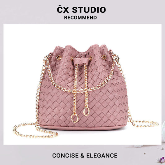 ins包包女2025新款韩版编织水桶包迷你斜挎单肩包潮女包 一件代发