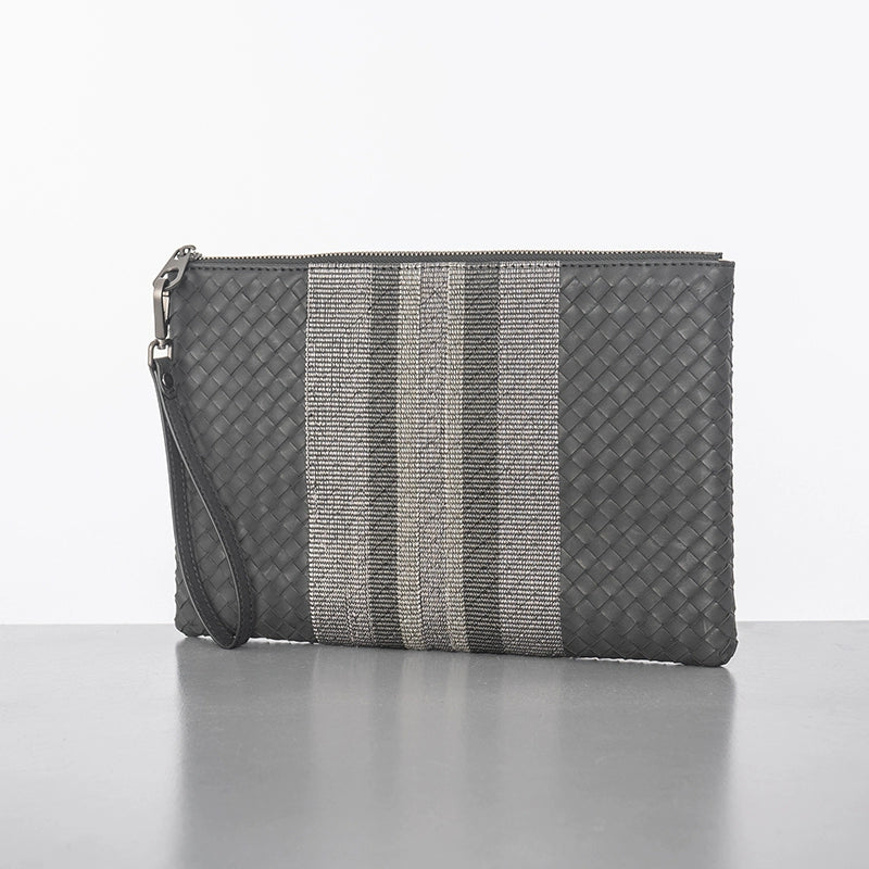 X&BV潮牌编织男士手包真皮大容量手拿包男商务信封包休闲夹包时尚