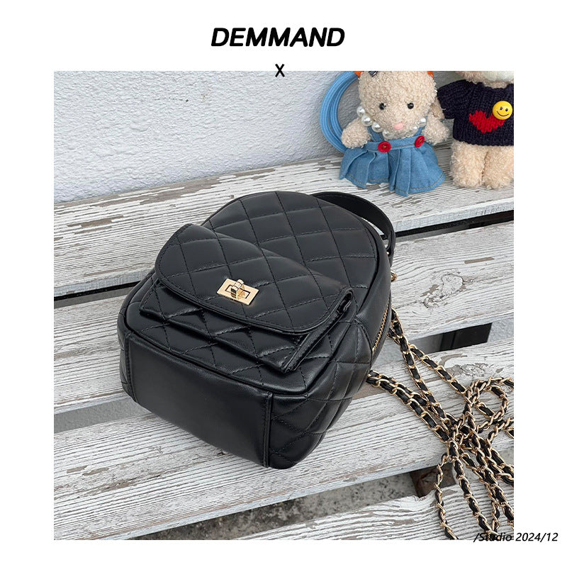 高级感小香风菱格双肩包双肩迷你2025新款时尚百搭书包单肩旅行包