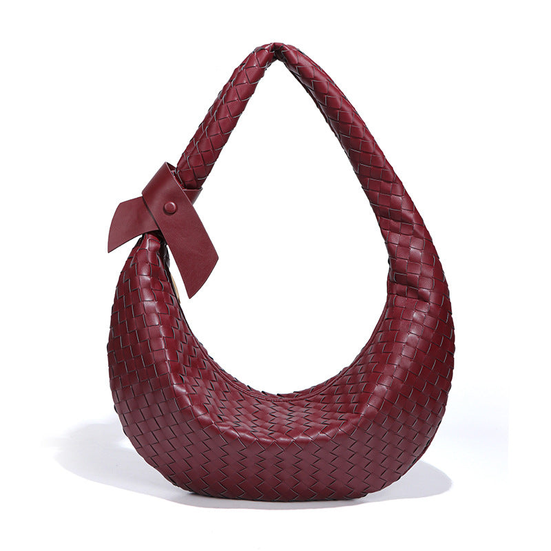 韩版新品大容量单肩斜挎女包时尚手工编织包包复古休闲潮流饺子包