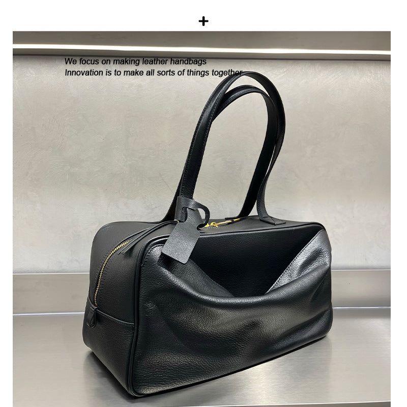 复古保龄球包2025新款小众高级感手提包通勤单肩腋下包包时尚女包