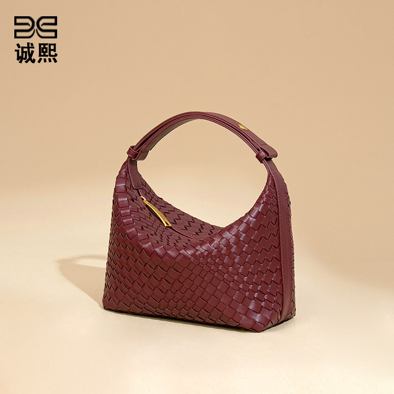 工厂定制贴标logo手拎饭盒吧时尚手工编织女包清新休闲单肩腋下包