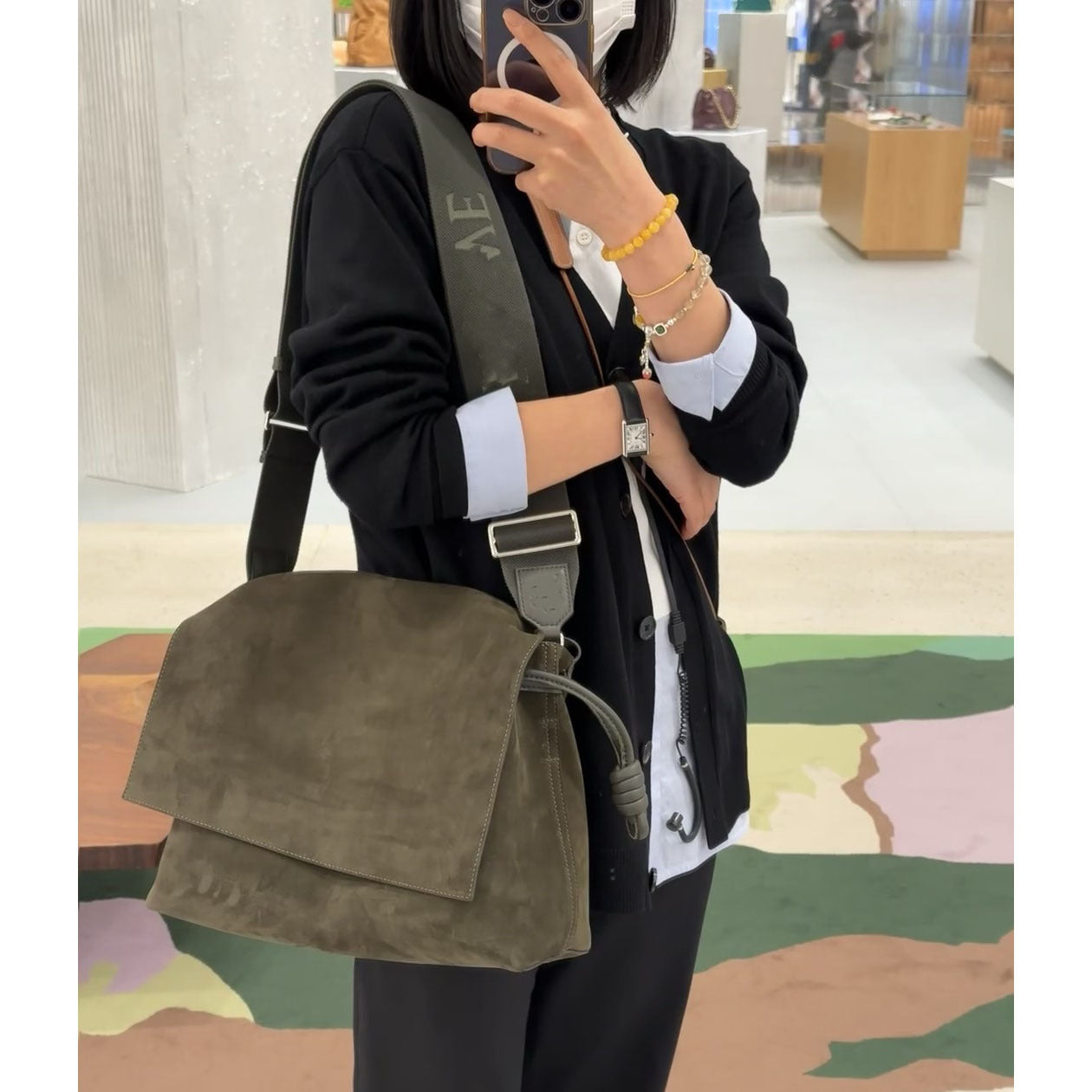 罗家 男女同款福袋邮差包斜挎ins通勤撞色大容量日常商务通勤实用