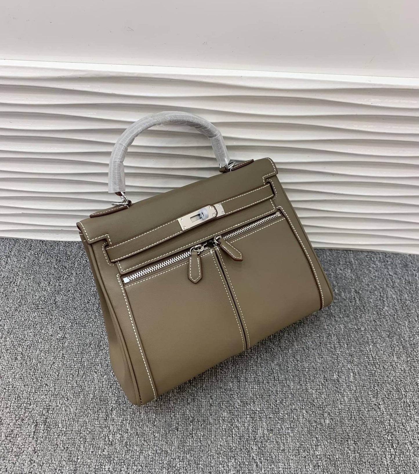 Swift皮 双口袋凯莉 lakis女高级感大容量手提包百搭通勤单肩斜挎