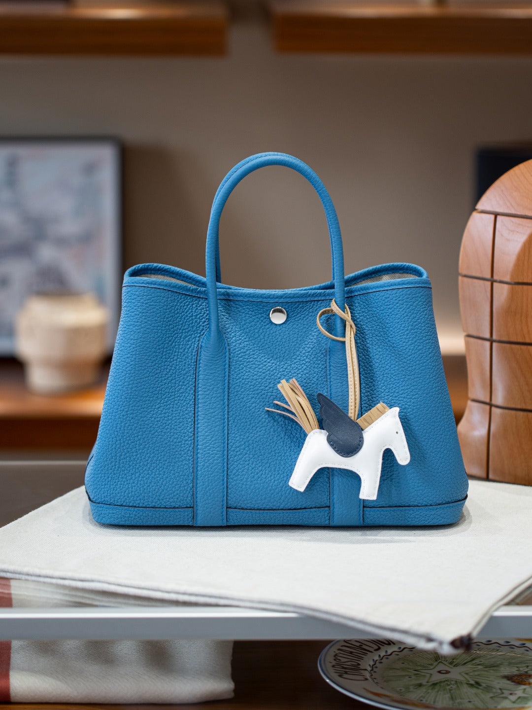 手工蜡线Garden party花园包真皮手提托特包通勤妈咪包购物袋女