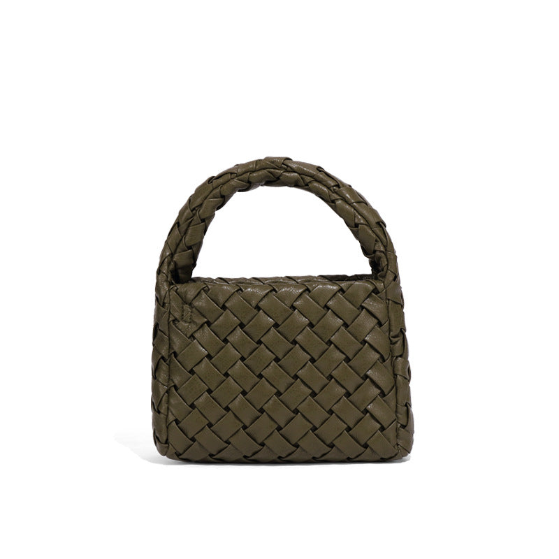 工厂批发夏季新款手工编织包包清新简约女士手提包软皮单肩斜挎包