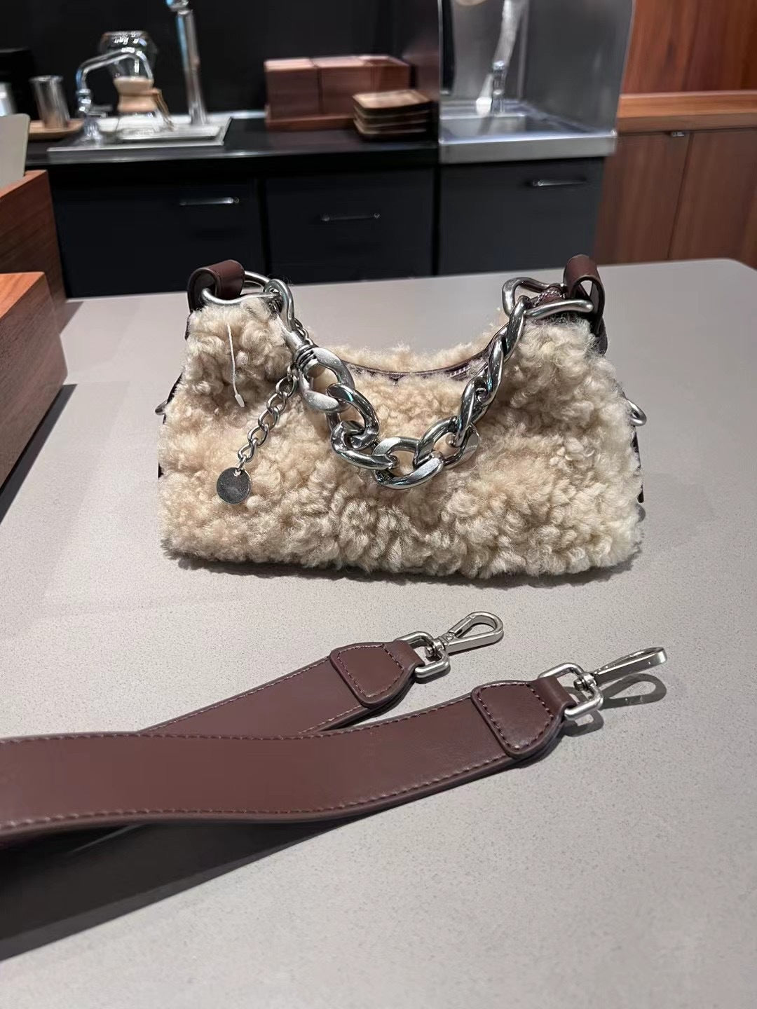 包包女士2023新款秋冬羊羔毛腋下链条包高级感时尚百搭单肩斜挎包
