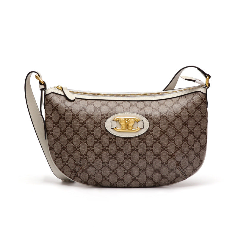 新款港风都市简约休闲百搭半月包复古高级感女士大容量单肩斜跨包