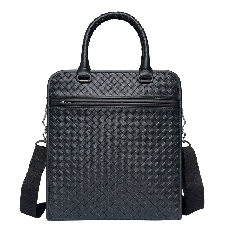 x&bv真皮男包手提包休闲单肩斜挎包编织电脑包商务男士公文包拎包