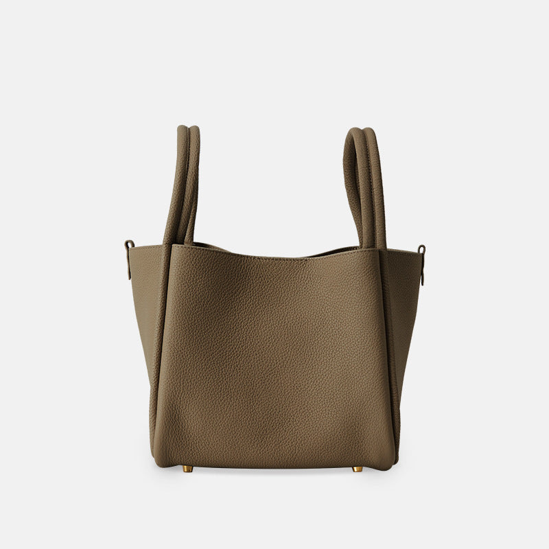 高级感头层牛皮togo水桶包菜篮子包包斜挎单肩手提包女 无痕代发