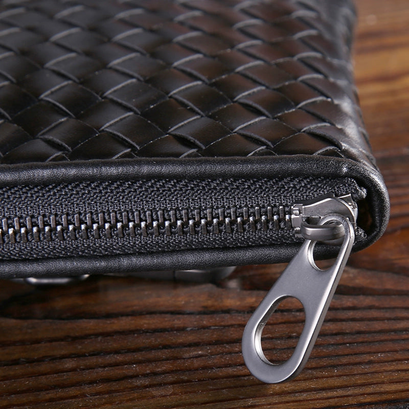 男士手包真皮大容量手拿包休闲男包软皮信封包编织头层牛皮手抓包