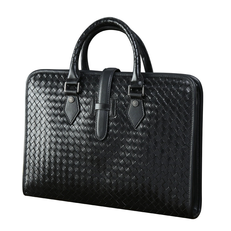 手提包男商务真皮头层牛皮编织男包单肩斜跨包2020新款男士公文包