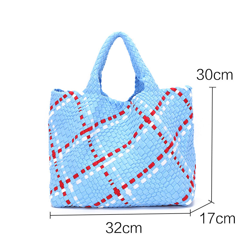 现货批发新款包包女2025韩版时尚手提包编织撞色单肩包 一件代发