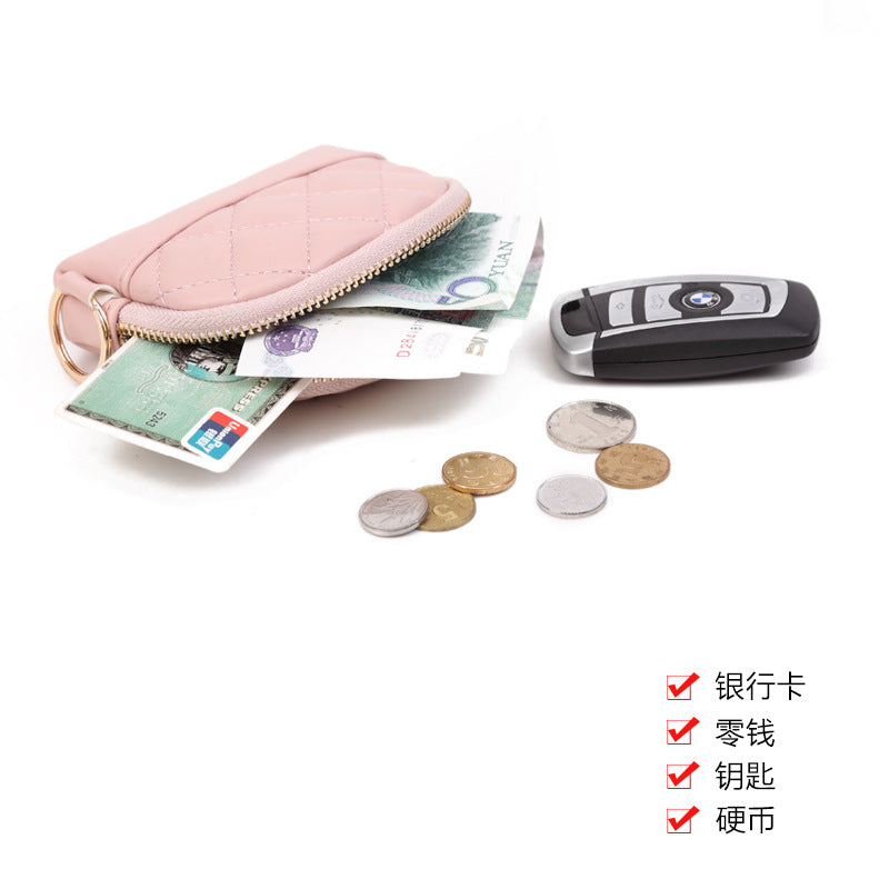 女钱包工厂直销-新款拉链手拿包女士零钱包短款菱格卡包 一件代发