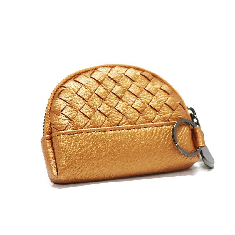 2025新款女包手工编织女钱包简约零钱包钱夹PU皮革小拉链化妆包包