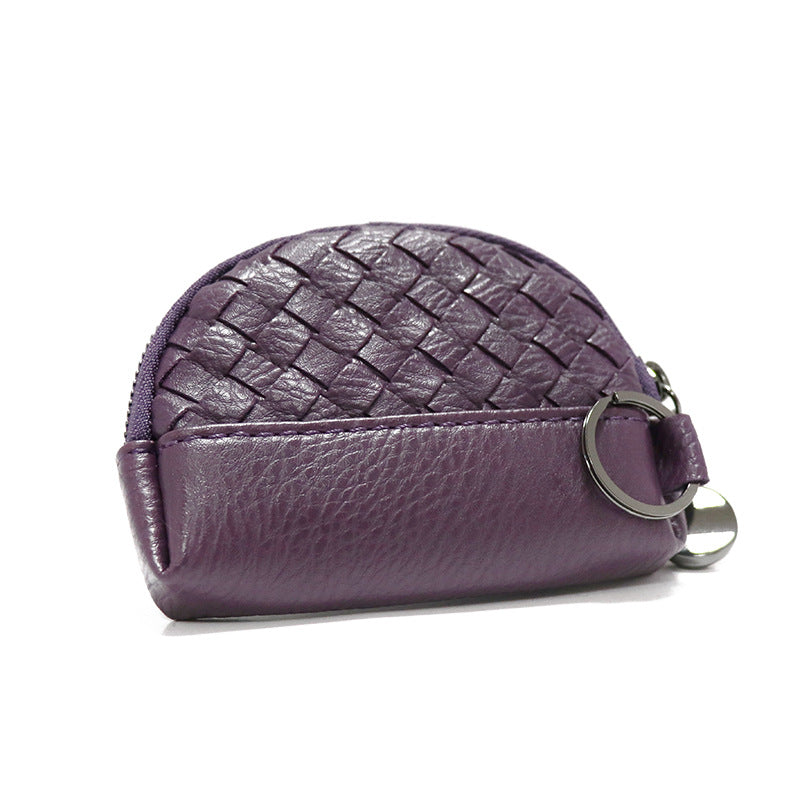 2025新款女包手工编织女钱包简约零钱包钱夹PU皮革小拉链化妆包包