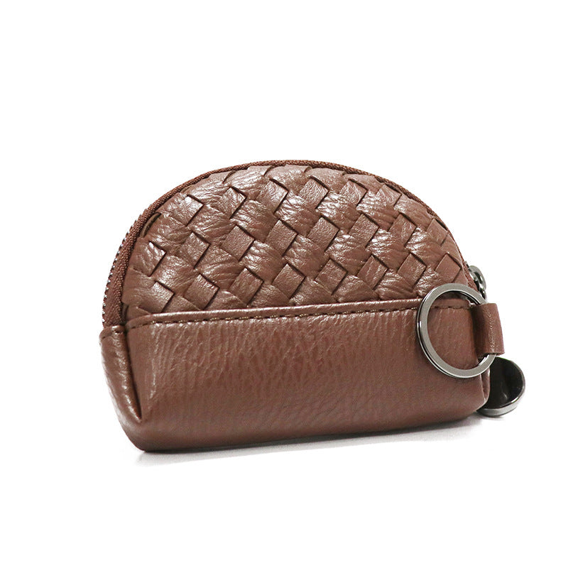 2025新款女包手工编织女钱包简约零钱包钱夹PU皮革小拉链化妆包包
