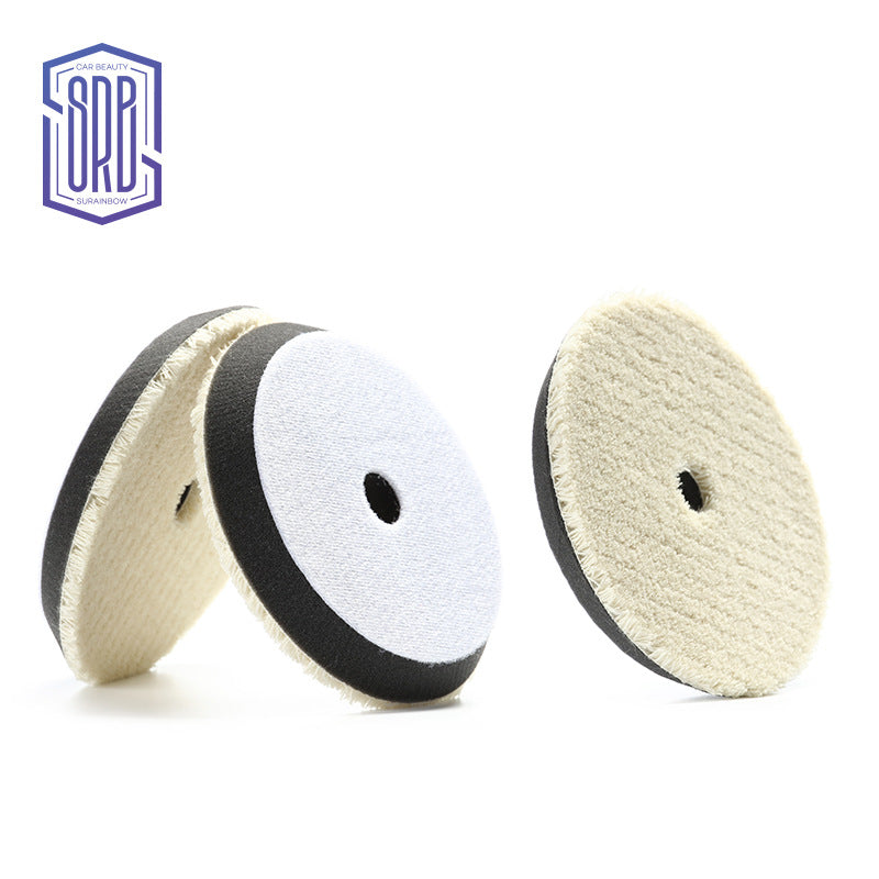 厂家直供 斯锐博7寸日式细抛羊毛盘抛光打蜡盘自粘纯羊毛球抛光轮