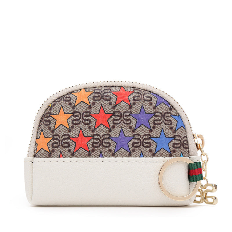 2025春季 女包欧美印花女零钱包钱夹PVC撞色小拉链包包 一件代发