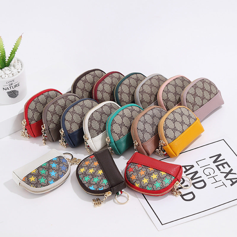 2025春季 女包欧美印花女零钱包钱夹PVC撞色小拉链包包 一件代发