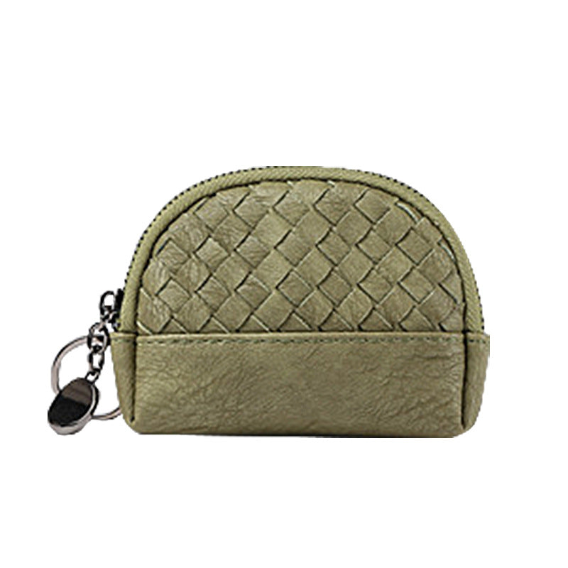 2025新款女包手工编织女钱包简约零钱包钱夹PU皮革小拉链化妆包包