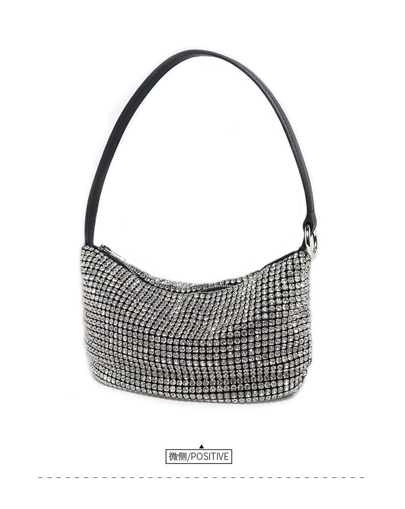 跨境2024网红新款钻石包包女春夏时尚潮流小众设计手提方包腋下包